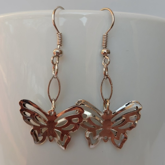 2/$10 or 4/$15 Mini Butterfly Earrings Silver Gray - Picture 2 of 5